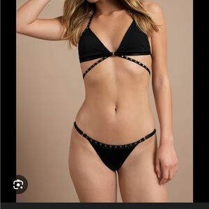 Beach bunny renegade Black Triangle Bikini with Gold Accents